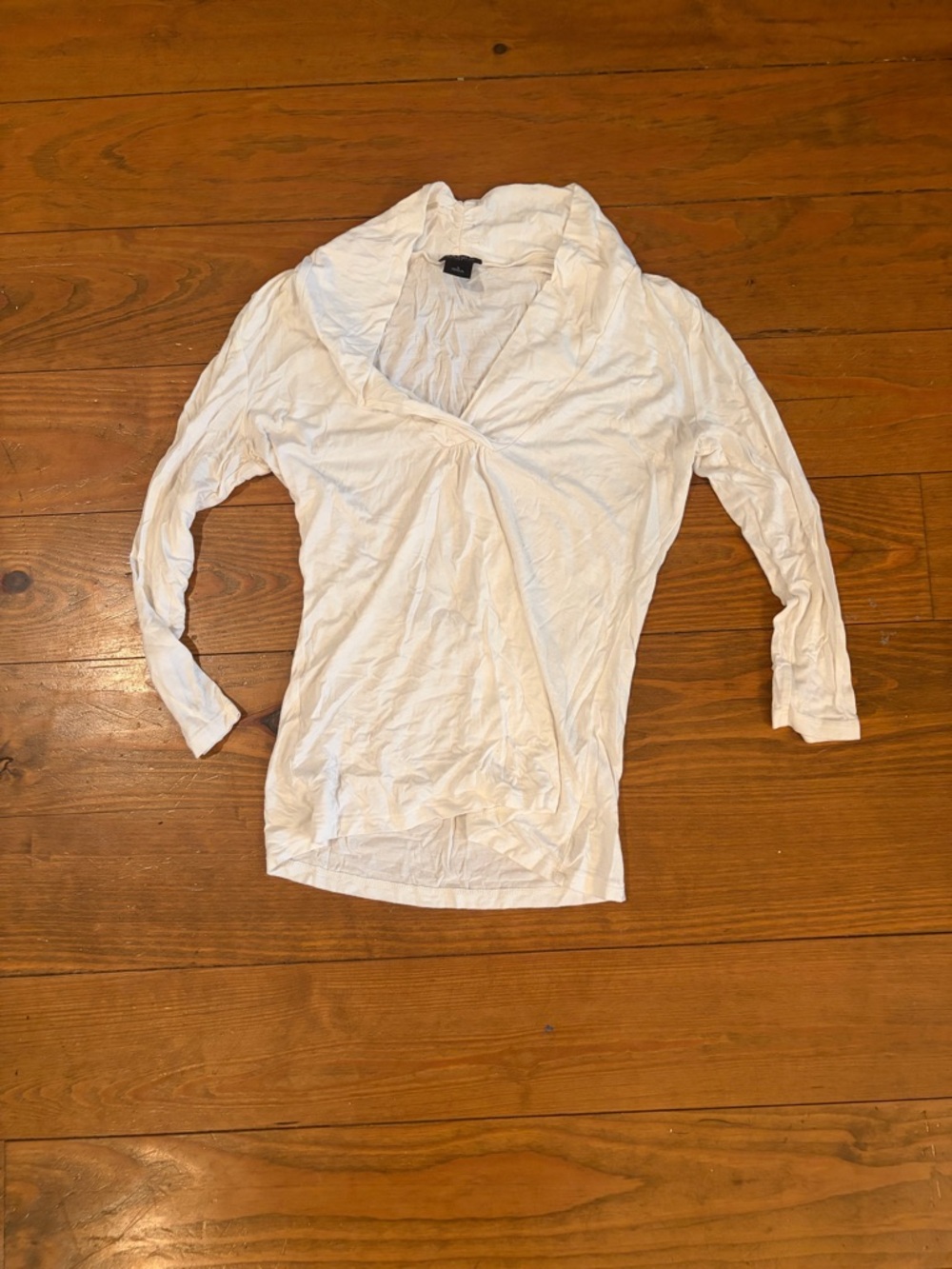 Ann Taylor White Draped Wrap-Front Long Sleeve Top